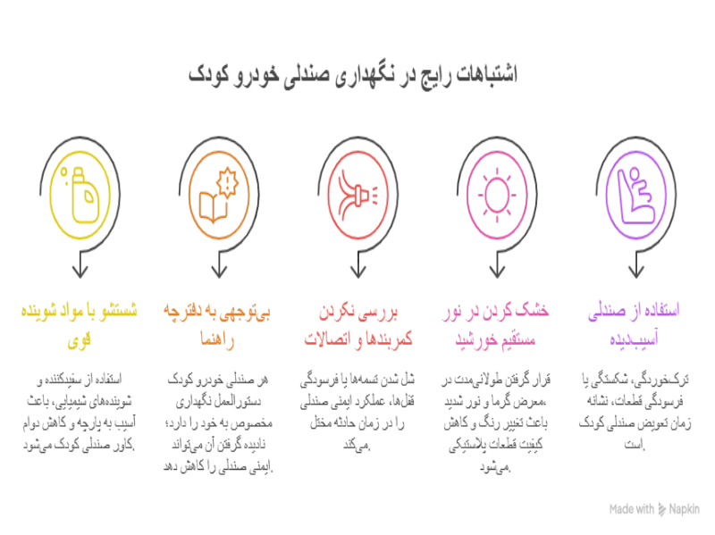 اشتباهات رایج در نگهداری صندلی کودک